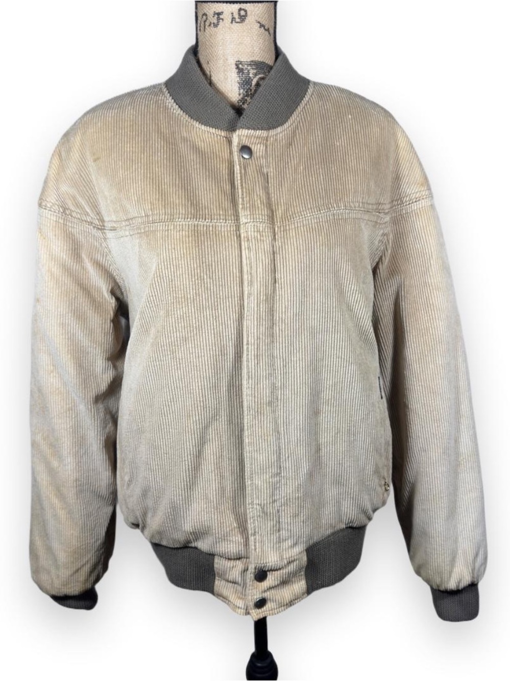 Pegasus by North Bay Corduroy Bomber Work Jacket Beige XL (see measurements)